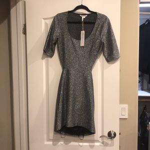 Mini BCBG open back dress in silver